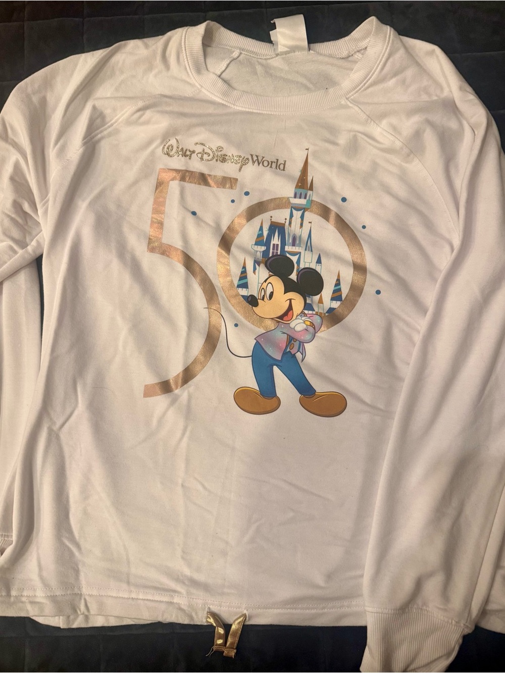 Disney White 50th Anniversary Mickey Graphic Sweatshirt
